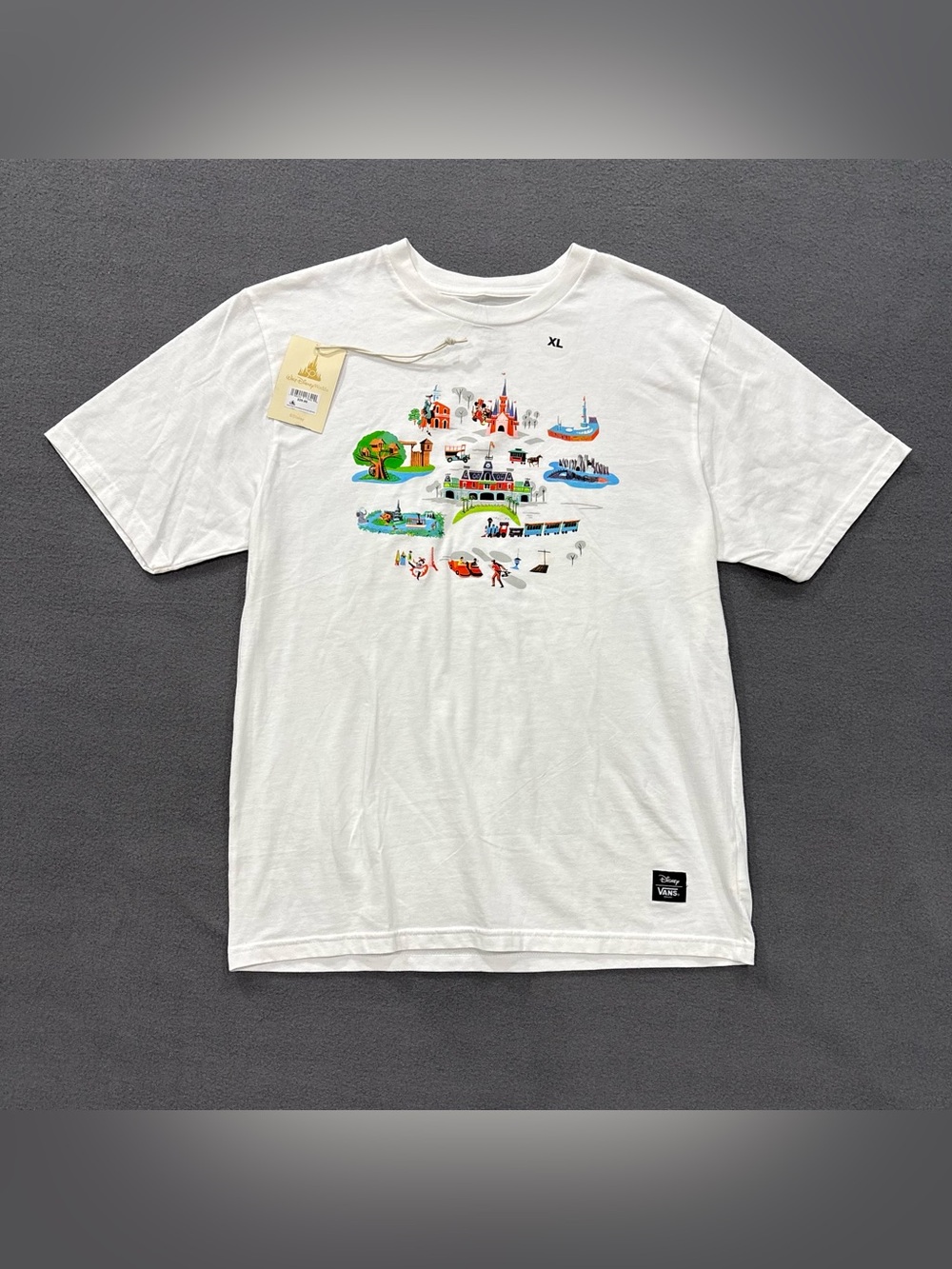 NWT Vans + Walt Disney World 50th Anniv Magic Kingdom Map T-Shirt Youth Size XL